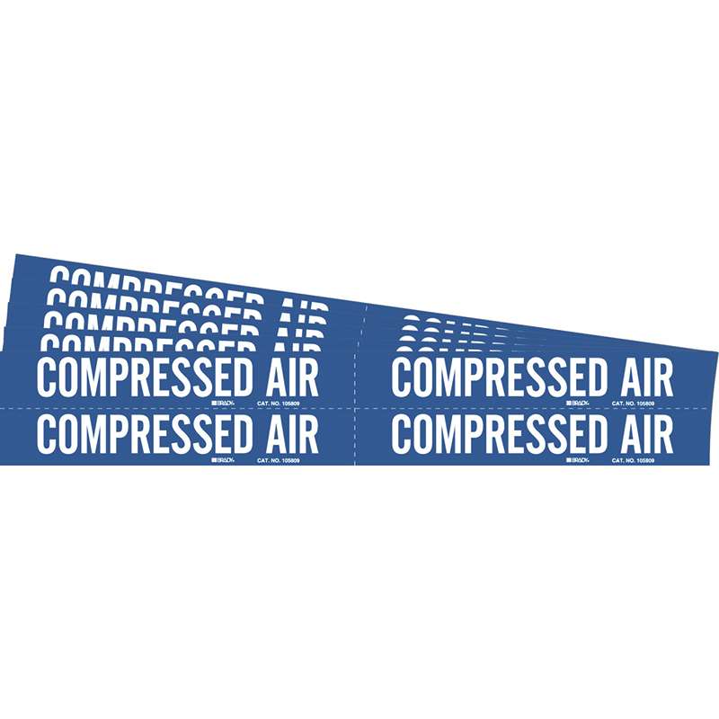 COMPRESSED AIR Pipe Marker Style 4 Polyester White on Blue 4 per Card, 5 PK